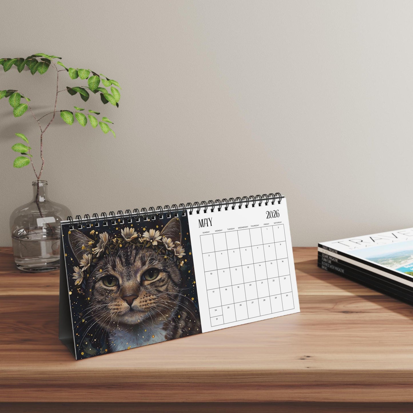 2026 Tabby Cat Desktop Calendar: Monthly Planner for Pet Lovers, Home Office Decor