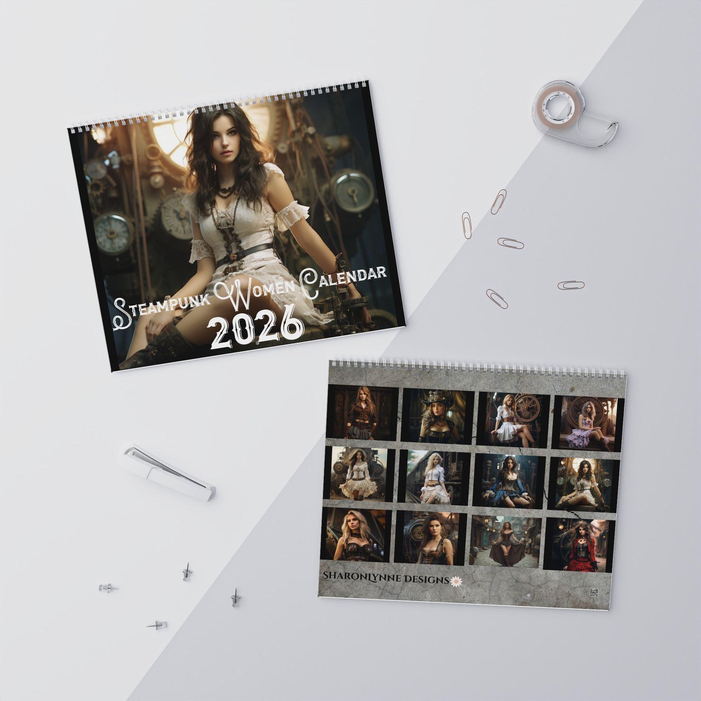 Steampunk Women Yearly Wall Calendar: Stylish Organizer, Unique Home Decor Gift, Customizable Planner