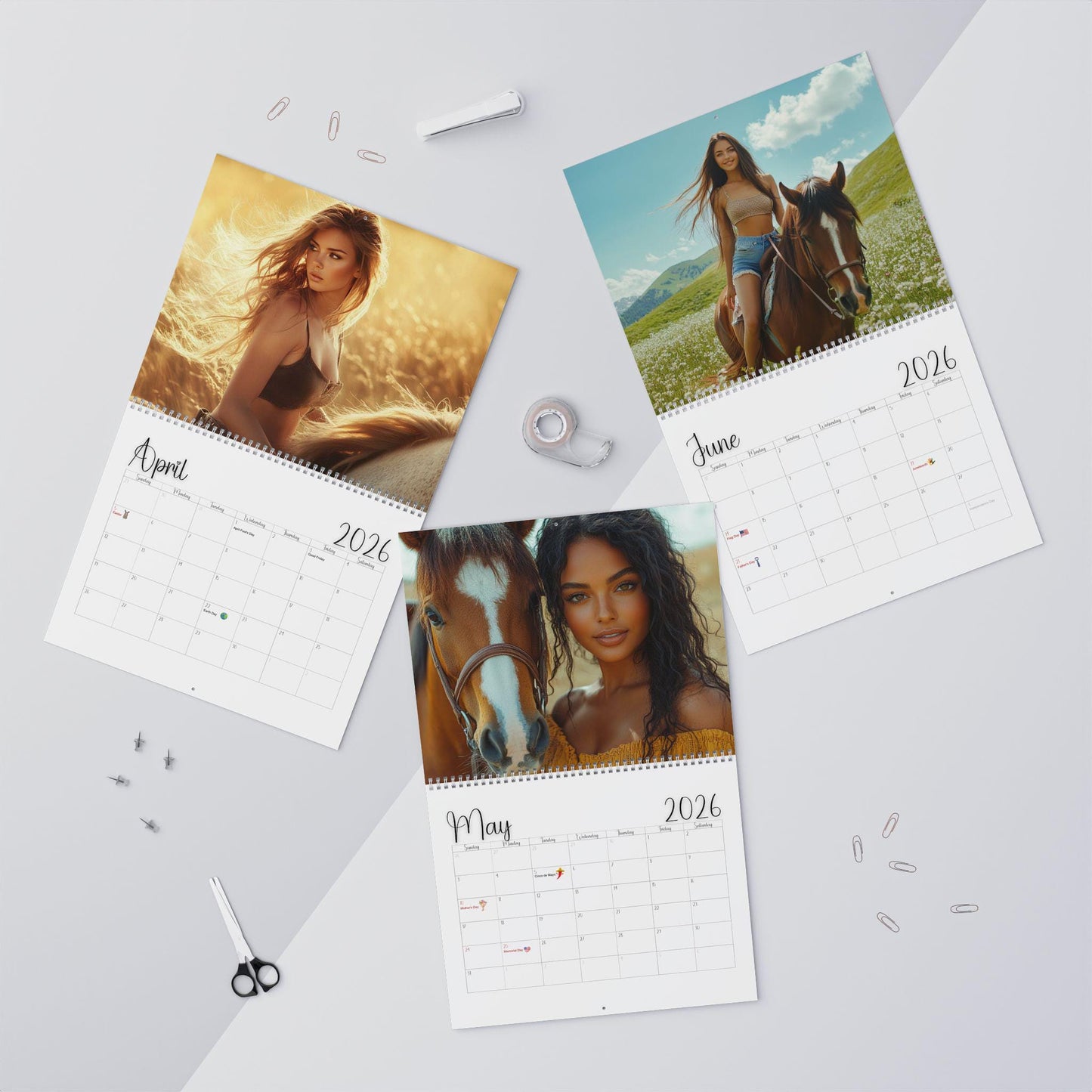 2026 Cowgirl Wall Calendar: Equestrian Decor, Horse Lover Gift