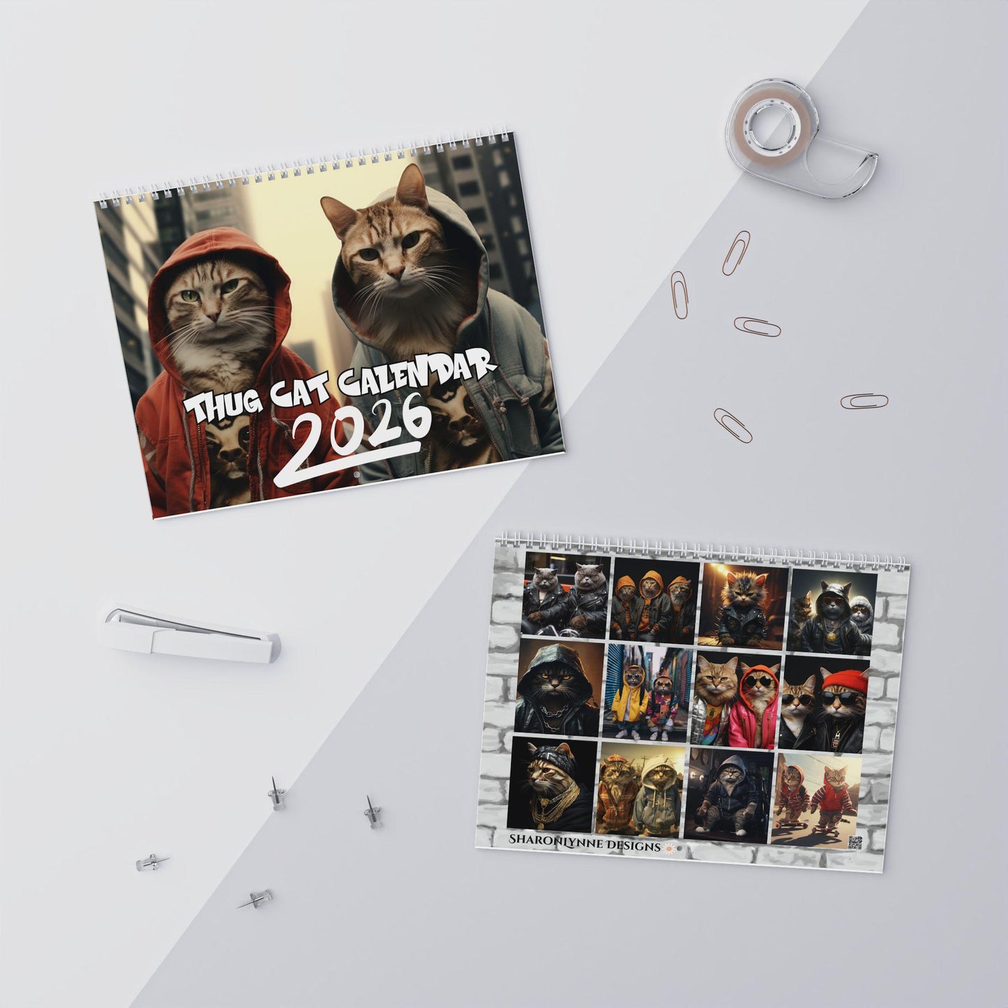 Funny Thug Cat 2026 Wall Calendar: Playful Monthly Planner
