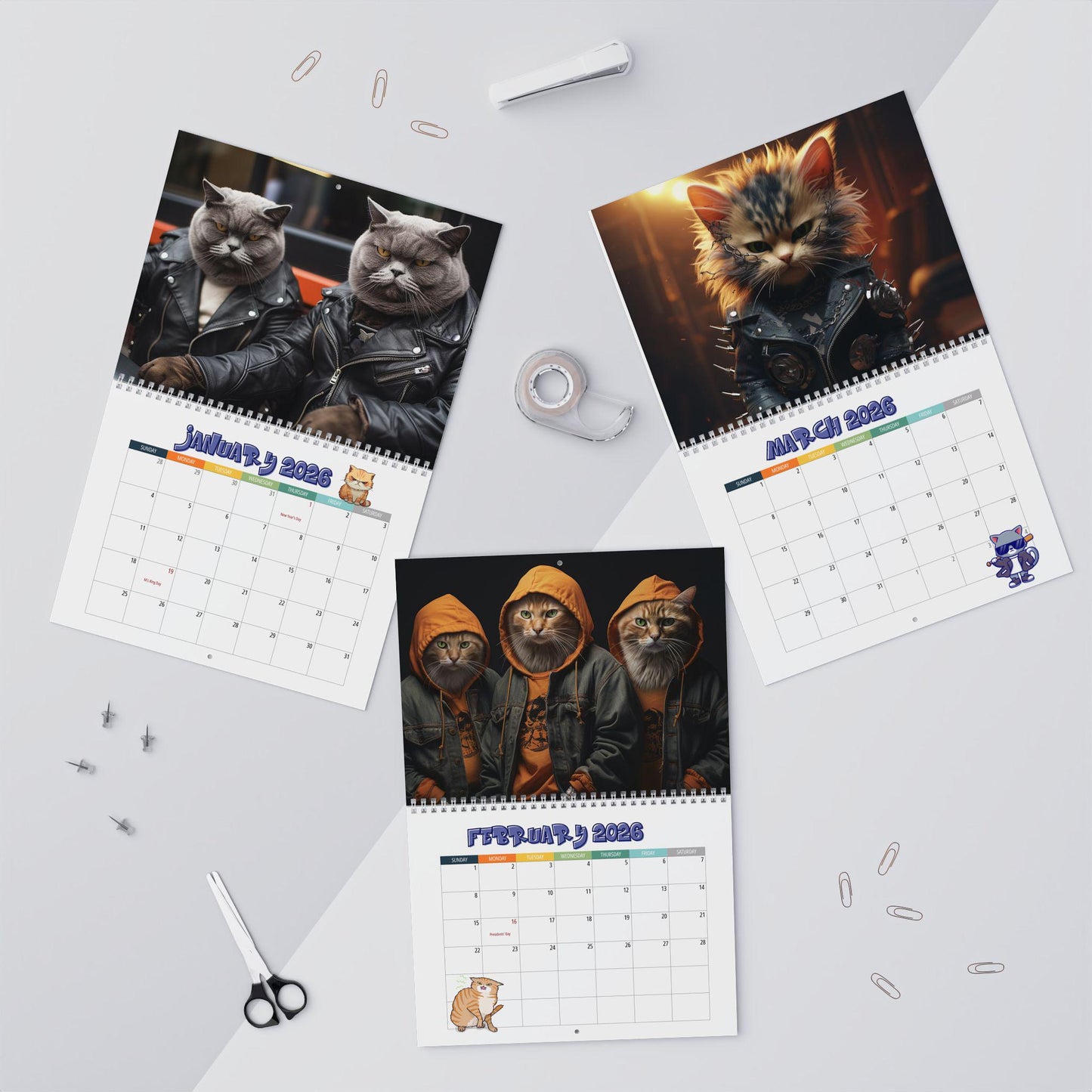 Funny Thug Cat 2026 Wall Calendar: Playful Monthly Planner