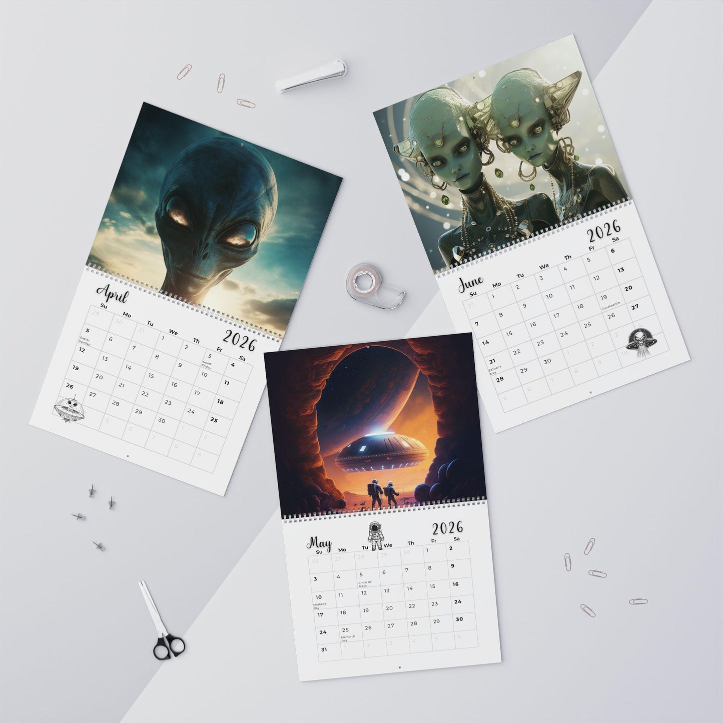 2026 Alien Wall Calendar: Sci-Fi Space Monthly Planner - Extraterrestrial Decor for UFO Enthusiasts