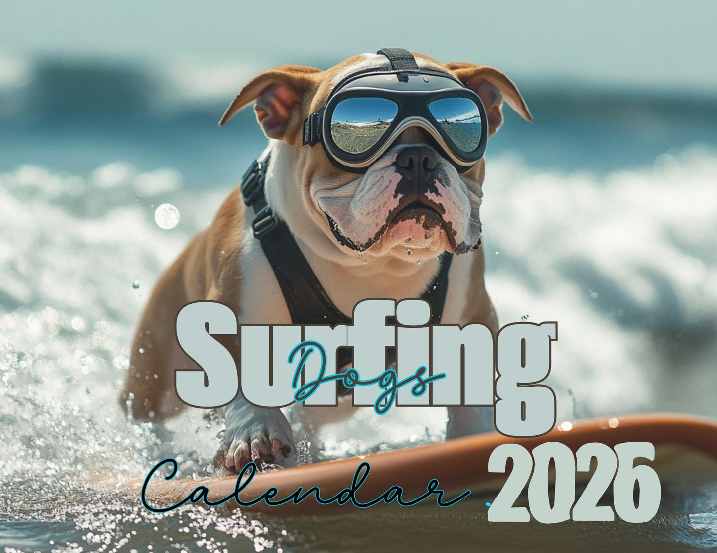 2026 Surfing Dogs Wall Calendar: Custom Pet Photography Gift for Dog Lovers & Beach Enthusiasts