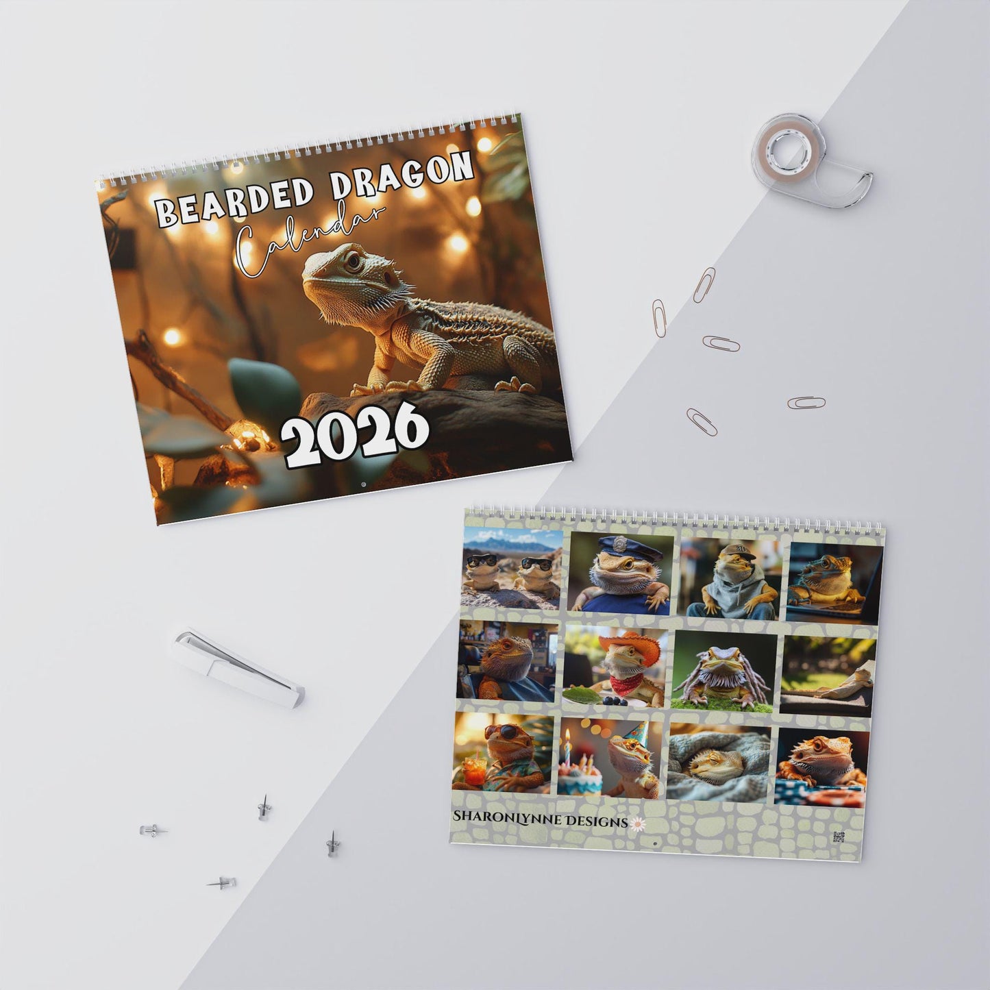2026 Bearded Dragon Wall Calendar: Monthly Planner, Reptile Lover Gift, Home Office Decor