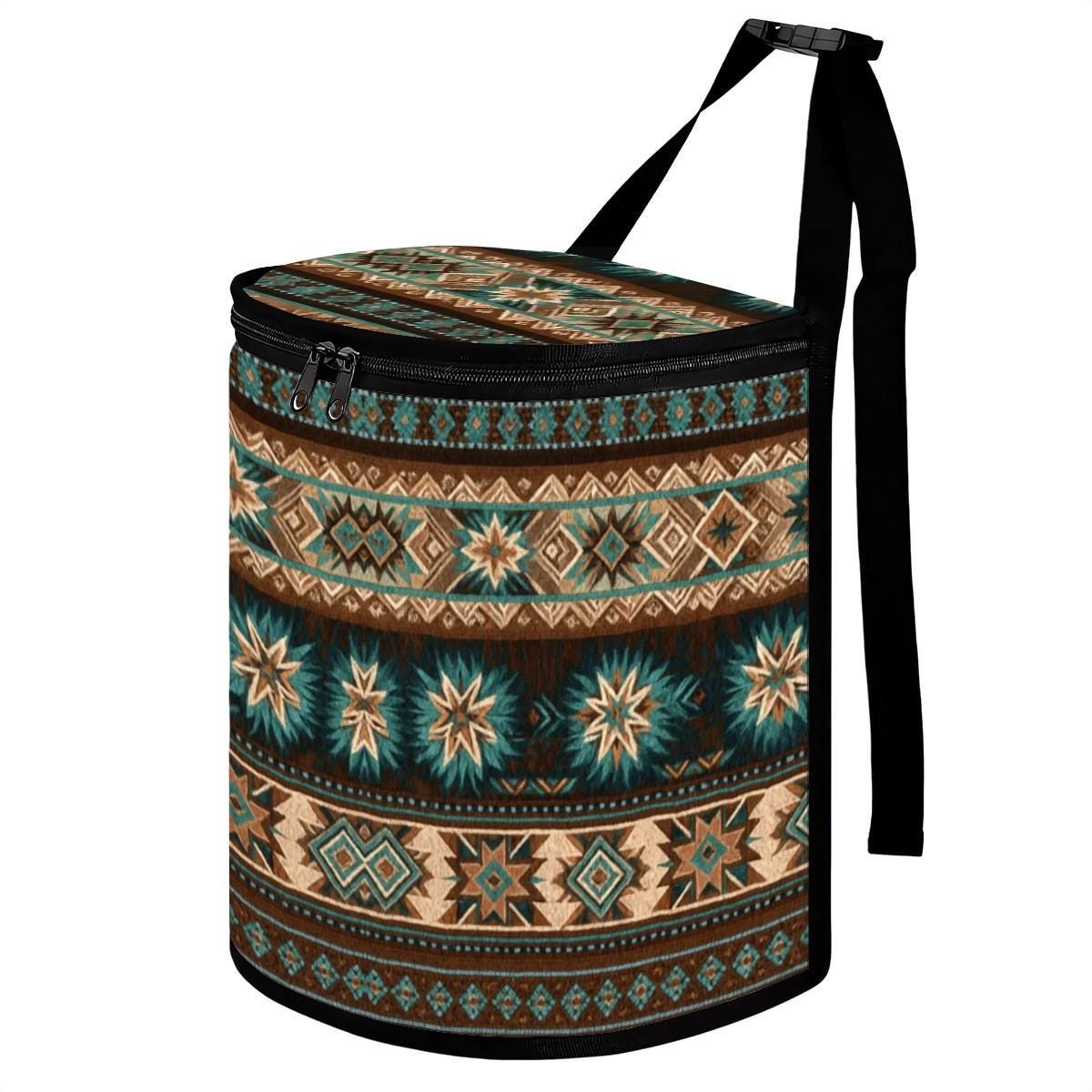 Southwestern-Style Bucket Car Trash Bag: Stylish Auto Waste Bin for Organized Travel