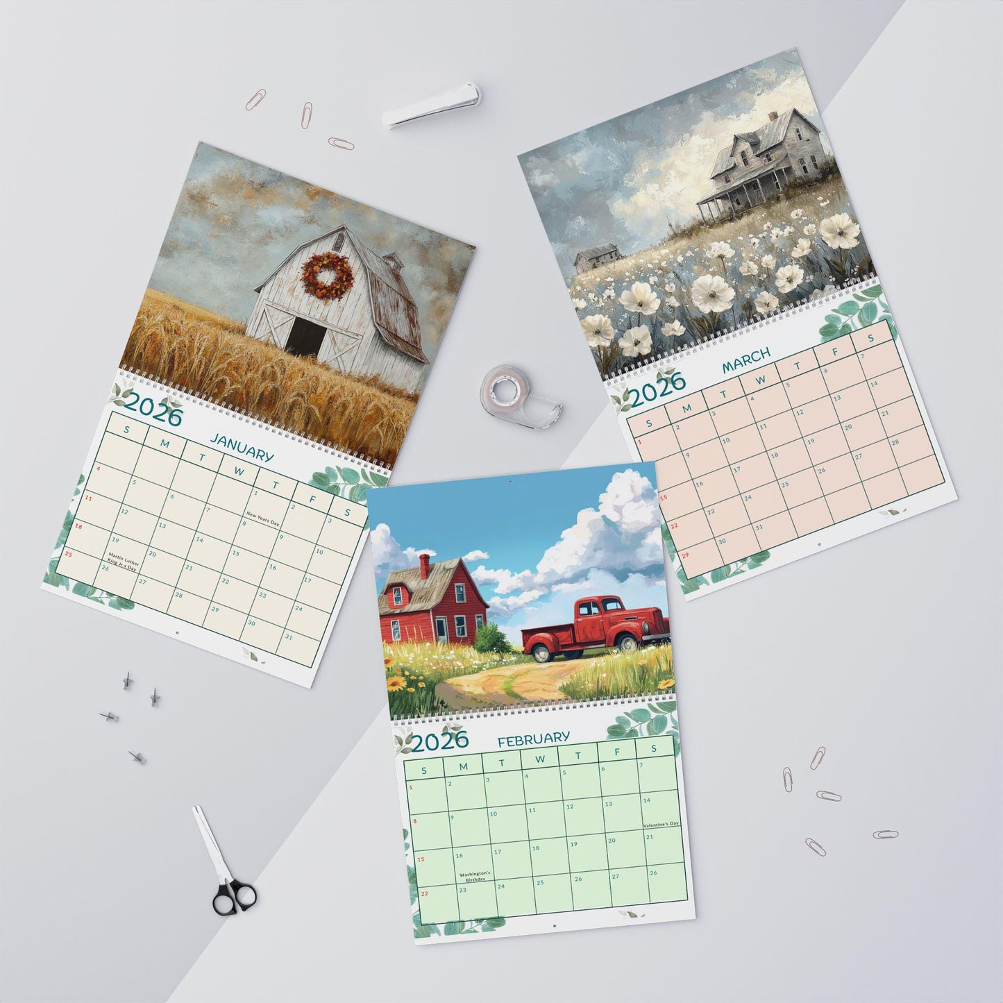 2026 Rustic Farmhouse Wall Calendar - Country Barn Themed Planner for Home Organization