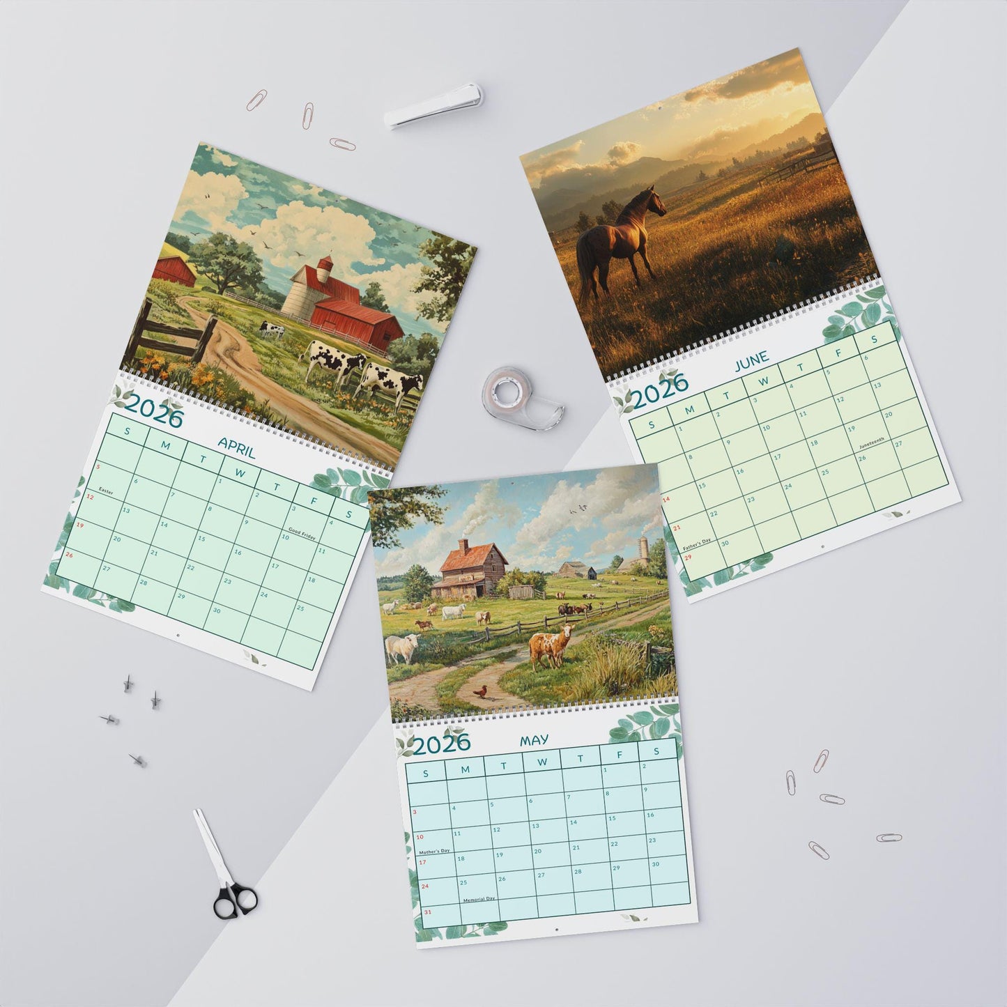 2026 Rustic Farmhouse Wall Calendar - Country Barn Themed Planner for Home Organization