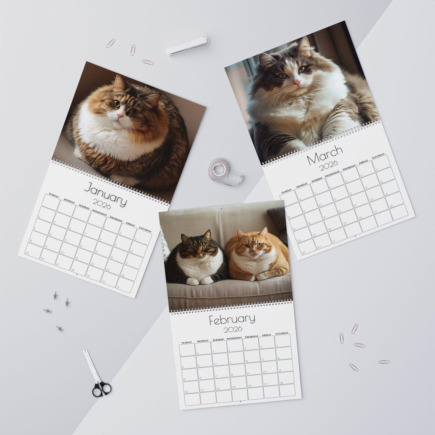 Fat Cat Wall Calendar 2026: Kitten Planner