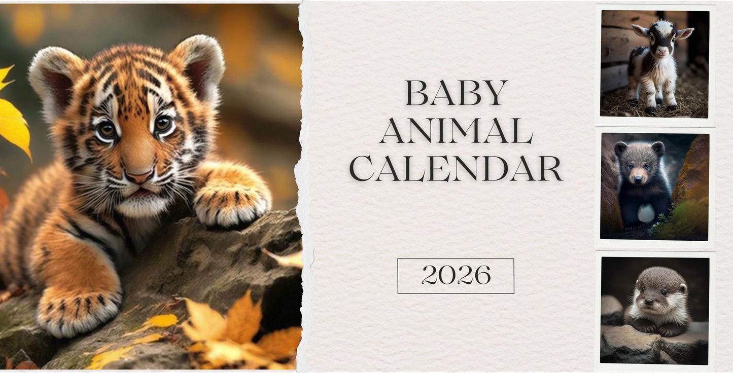 2026 Baby Animal Desk Calendar: Monthly Planner Matte Gift for Pet Lovers