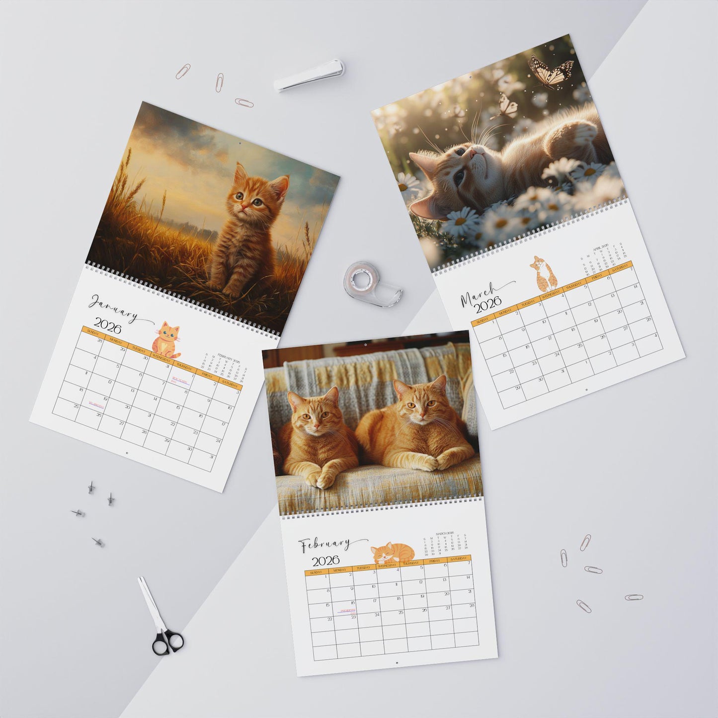 Ginger Cat 2025 Calendar: Playful Tabby Art, Gift for Cat Lovers