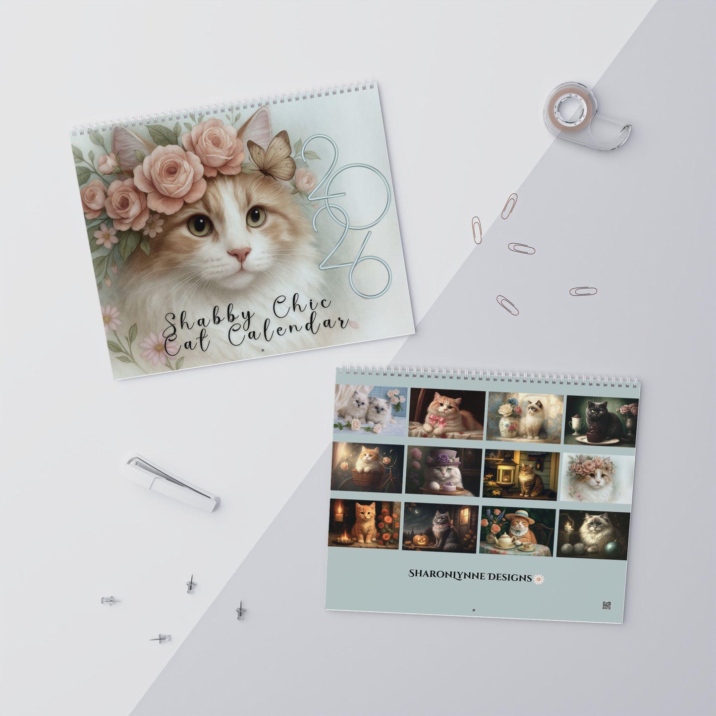 2026 Shabby Chic Cat Wall Calendar: Charming Pet Lover's Organizer & Gift for Cat Enthusiasts