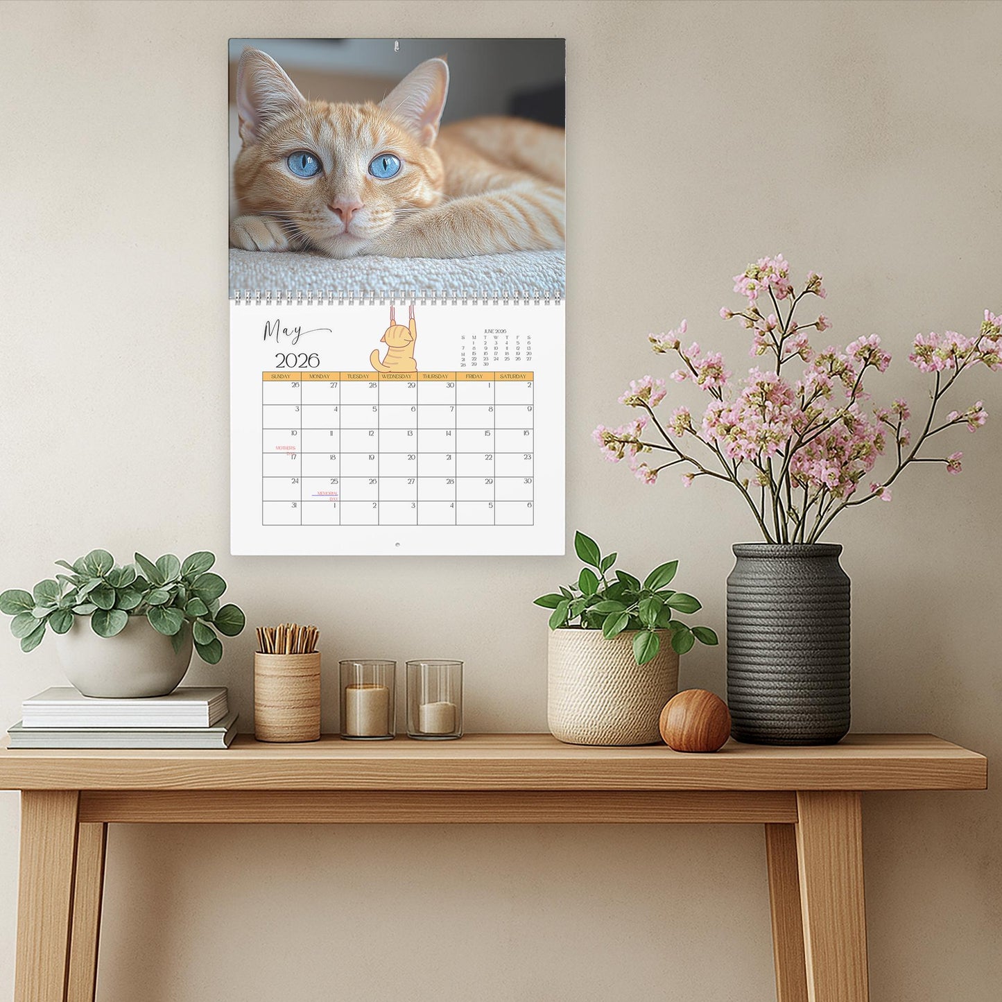 Ginger Cat 2025 Calendar: Playful Tabby Art, Gift for Cat Lovers