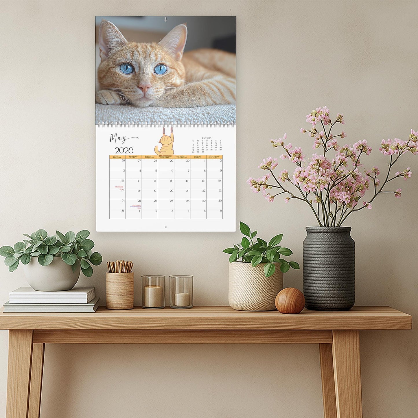 Ginger Cat 2025 Calendar: Playful Tabby Art, Gift for Cat Lovers
