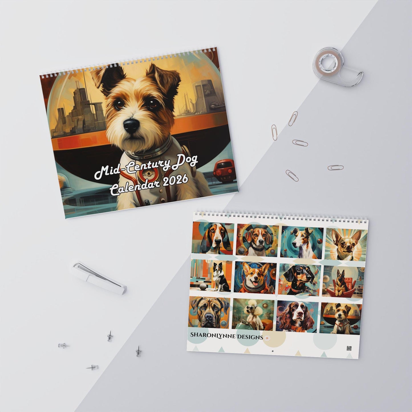 2026 Mid-Century Dog Wall Calendar: Monthly Planner for Pet Lovers, Unique Home Decor Gift