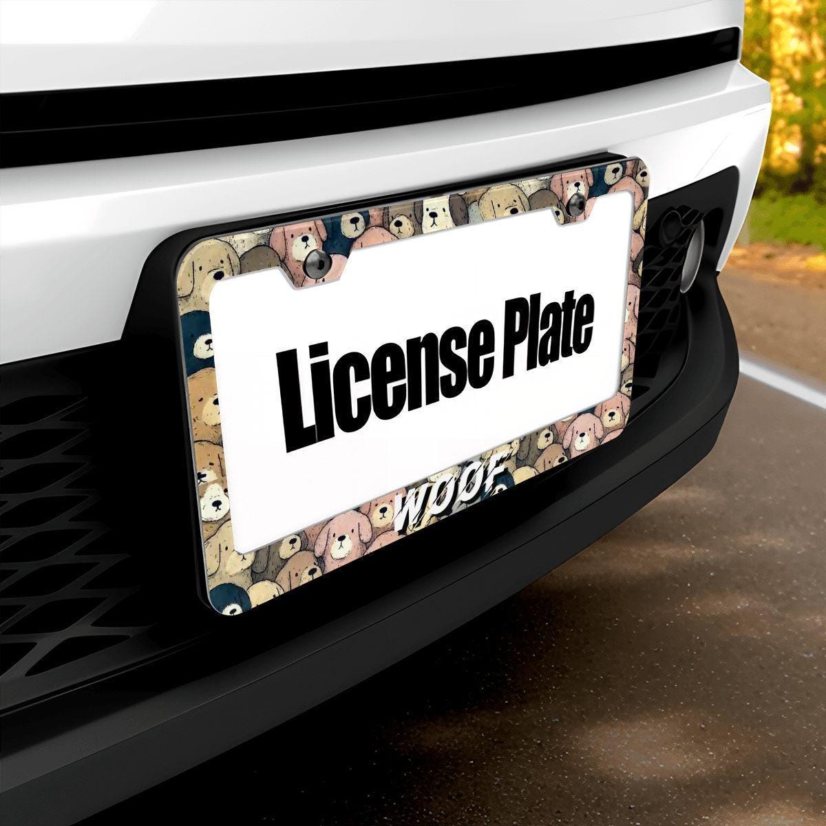 Dog License Plate Frames: UV Printed Aluminum, Set of 2