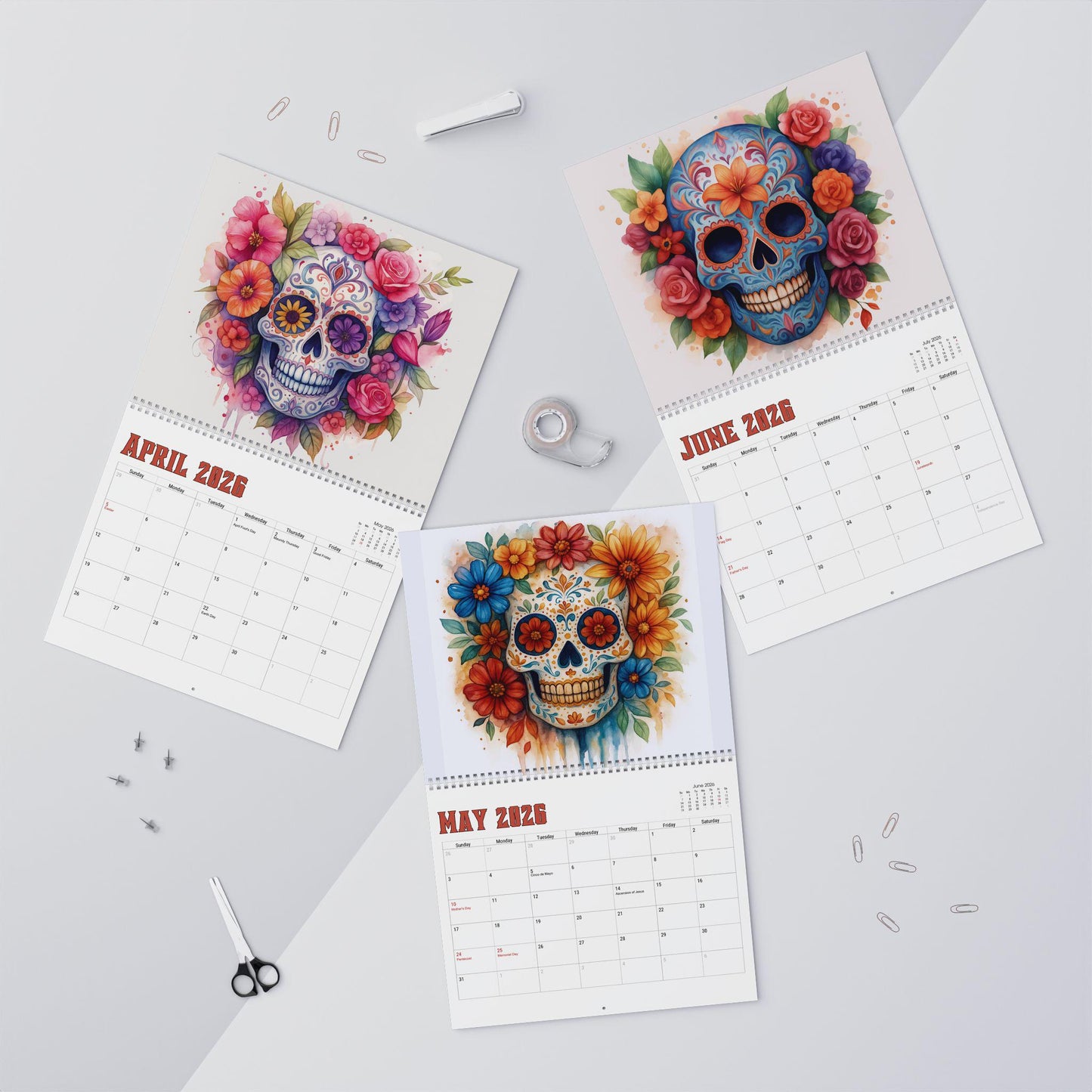2026 Skull Wall Calendar: Monthly Planner, Unique Art Decor Gift for Home & Office