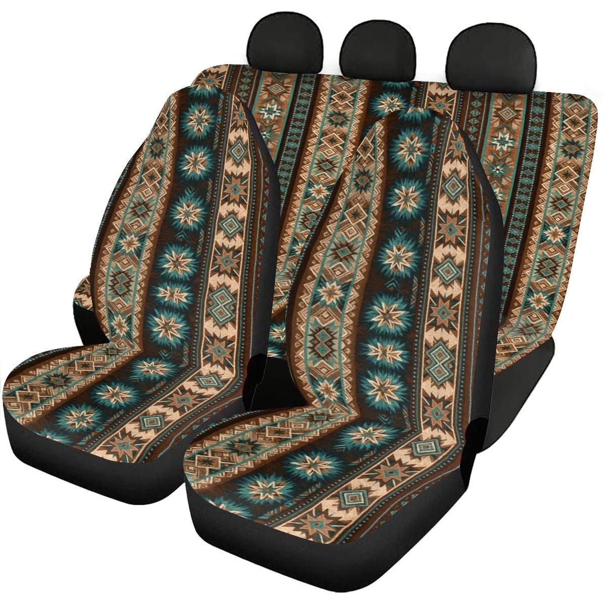 Southwestern-Inspired Full Set Car Seat Covers: Aztec, Brown Navajo Covers