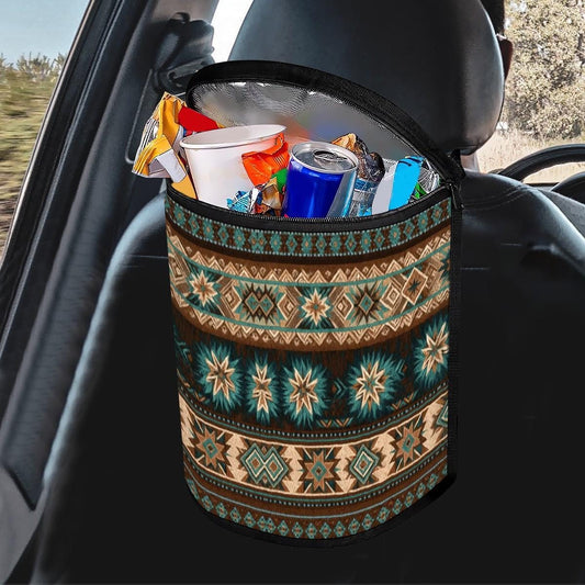 Southwestern-Style Bucket Car Trash Bag: Stylish Auto Waste Bin for Organized Travel