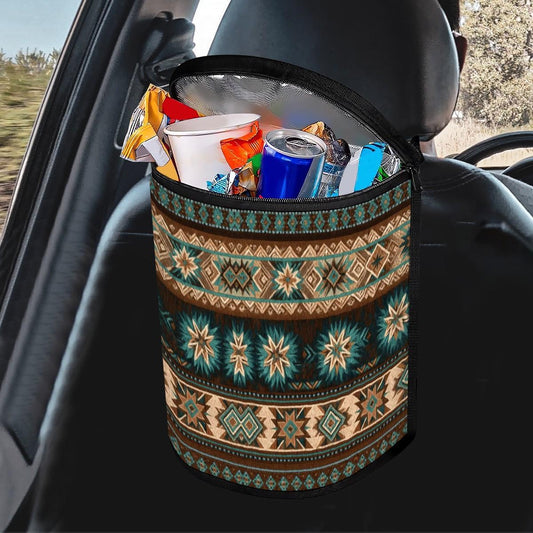 Southwestern-Style Bucket Car Trash Bag: Stylish Auto Waste Bin for Organized Travel