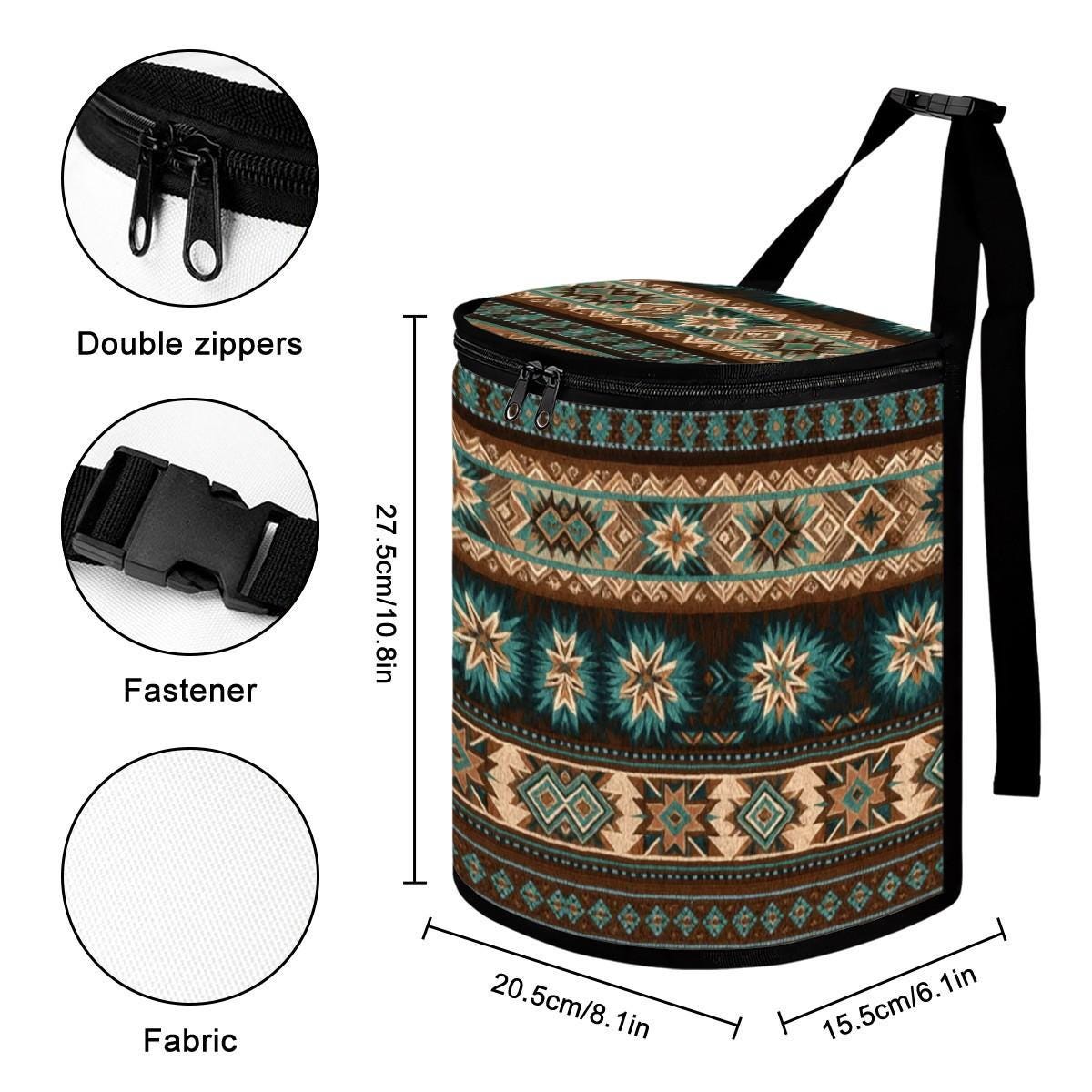 Southwestern-Style Bucket Car Trash Bag: Stylish Auto Waste Bin for Organized Travel