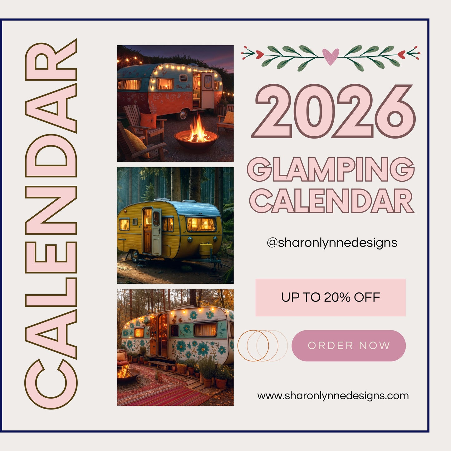 2026 Glamping Wall Calendar: Retro Camper Home Decor