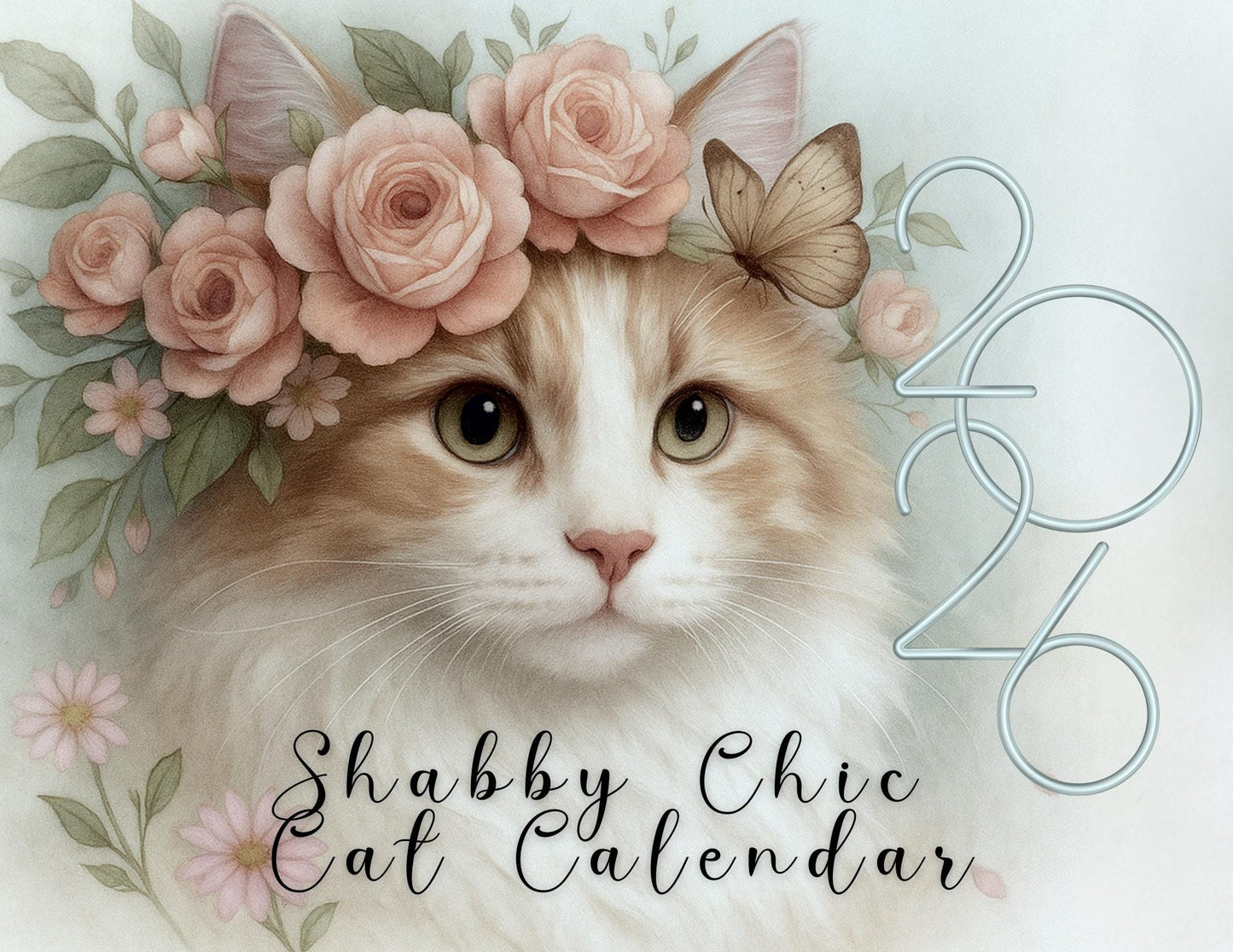 2026 Shabby Chic Cat Wall Calendar: Charming Pet Lover's Organizer & Gift for Cat Enthusiasts