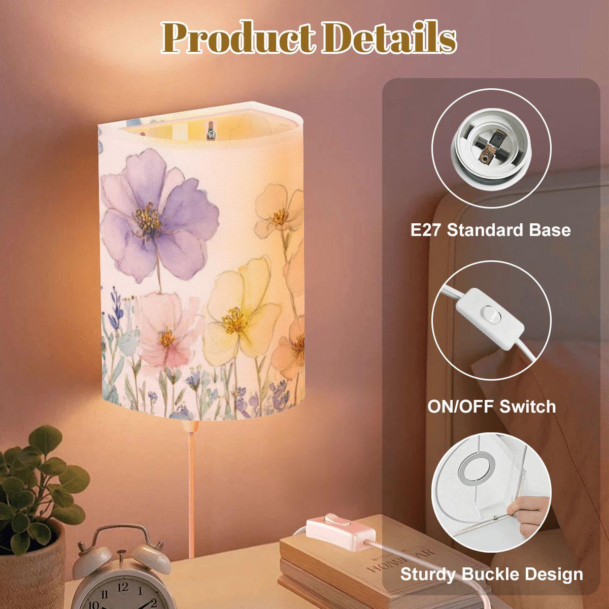 Elegant Floral Plug-in Wall Sconces Pair - Decorative Lighting for Bedroom, Living Room & Hallway