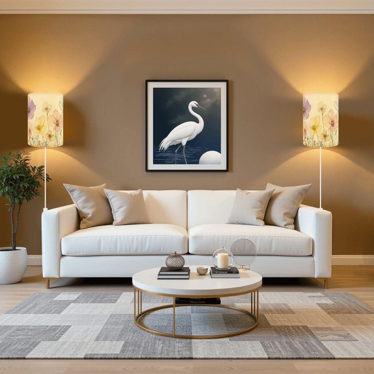Elegant Floral Plug-in Wall Sconces Pair - Decorative Lighting for Bedroom, Living Room & Hallway