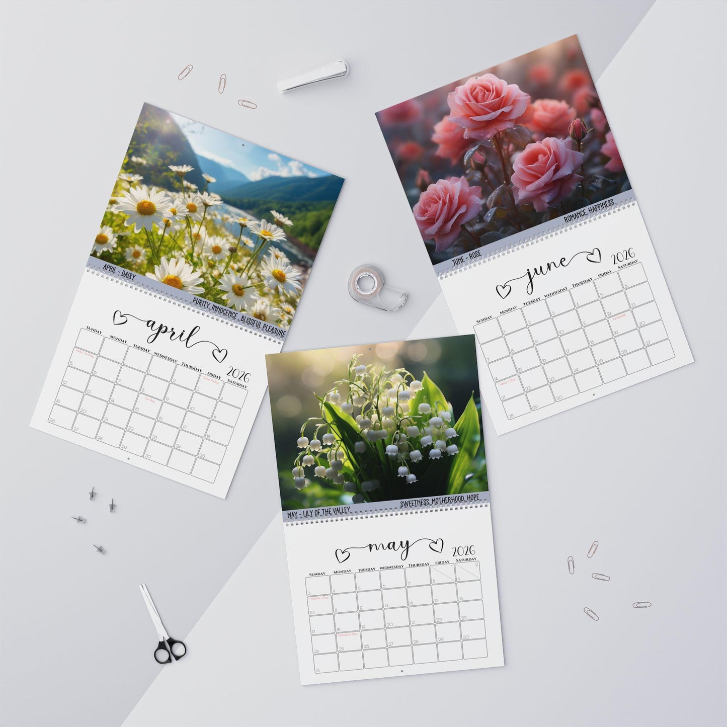 Botanical Wall Calendar: Monthly Floral Planner for Home & Office Decor, Seasonal Flower Art