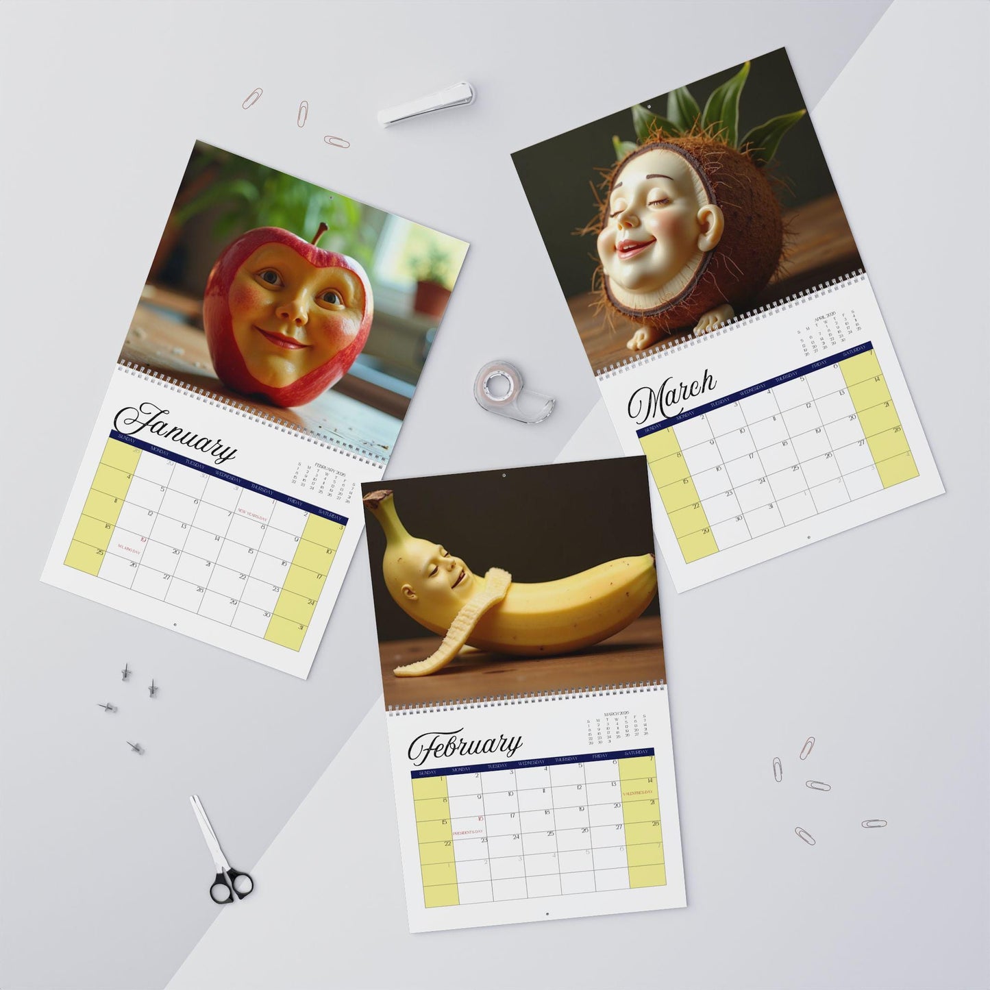 Playful Fruit Wall Calendar: Vibrant Home Office Decor