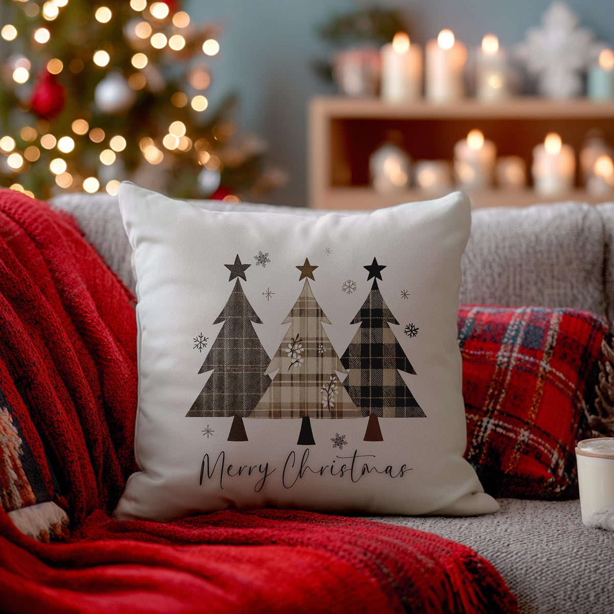 Festive Christmas Tree Faux Suede Pillowcase - Holiday Home Decor Accent for Cozy Winter Celebrations