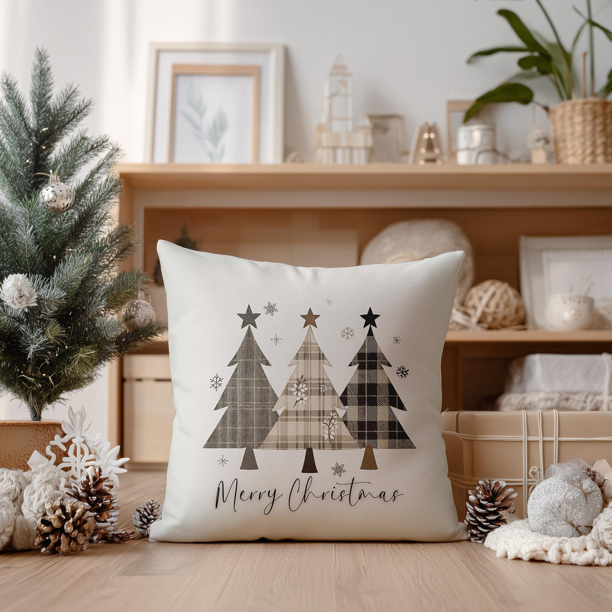 Festive Christmas Tree Faux Suede Pillowcase - Holiday Home Decor Accent for Cozy Winter Celebrations