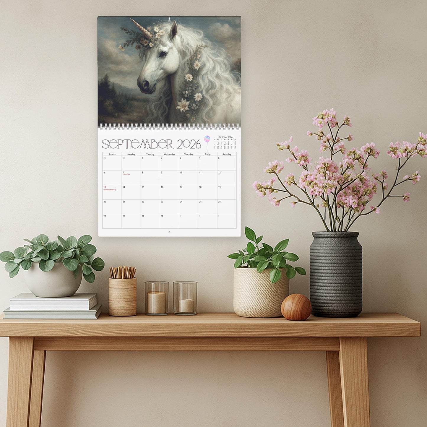 2026 Unicorn Wall Calendar: Magical Fantasy Art Planner