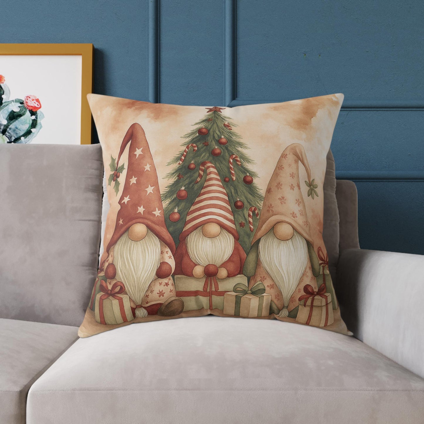 Christmas Gnome Square Pillow - Cozy Holiday Decor, Winter Throw Cushion, Seasonal Gift