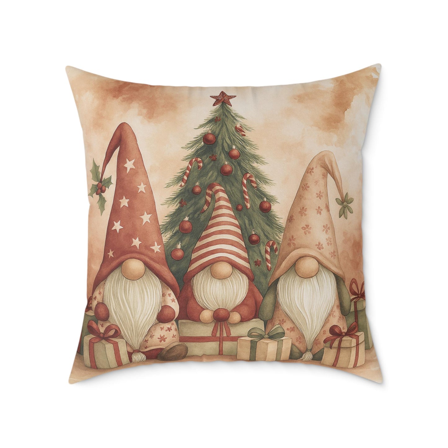 Christmas Gnome Square Pillow - Cozy Holiday Decor, Winter Throw Cushion, Seasonal Gift