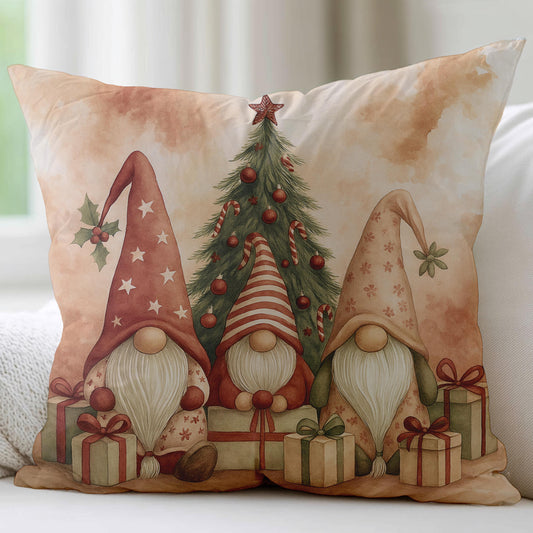 Christmas Gnome Square Pillow - Cozy Holiday Decor, Winter Throw Cushion, Seasonal Gift