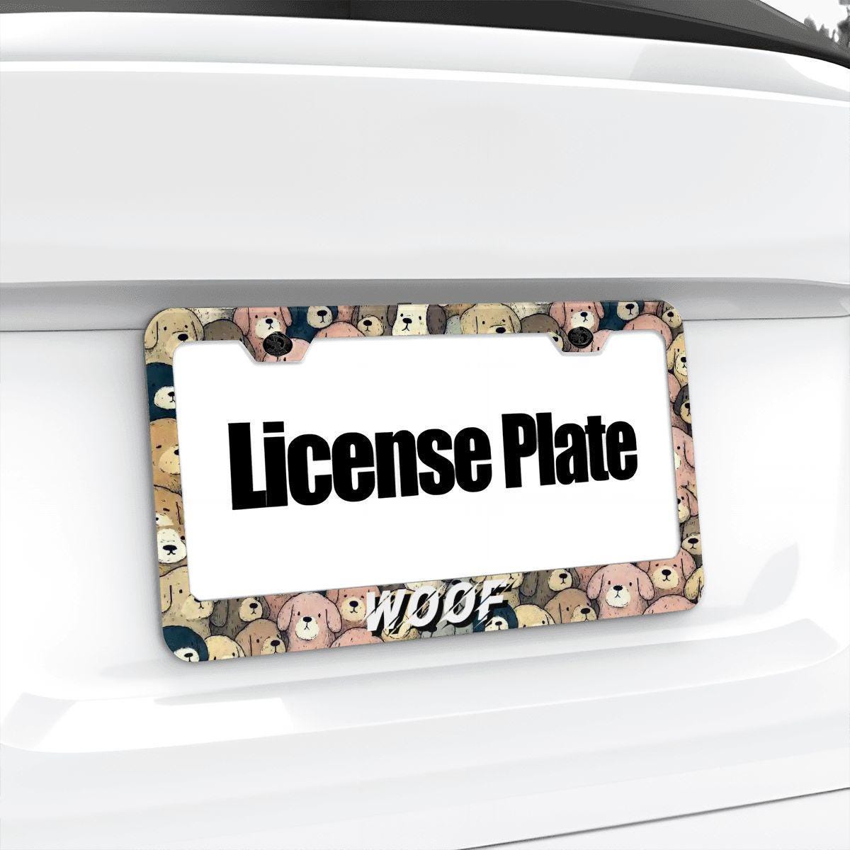 Dog License Plate Frames: UV Printed Aluminum, Set of 2