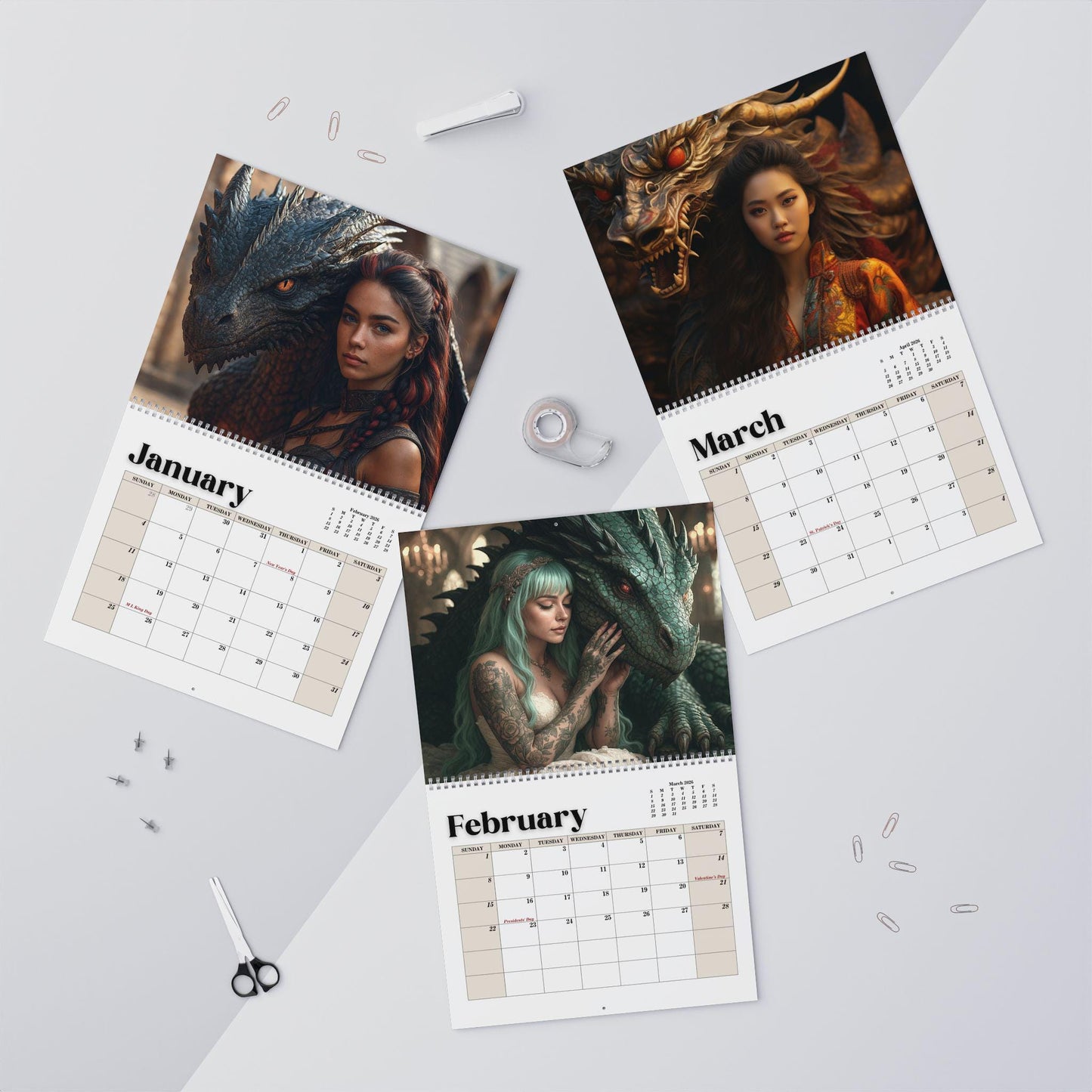 2026 Dragon Fantasy Wall Calendar: Unique Home Decor, Planner & Gift for Mythical Art Lovers