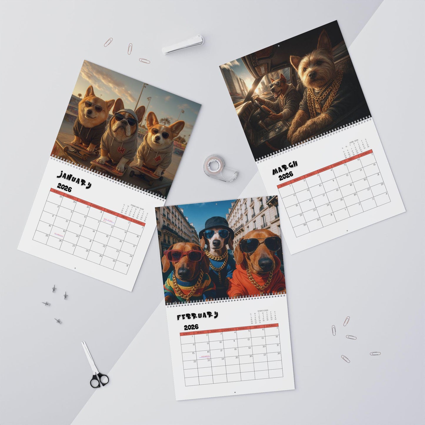 2026 Gangster Pup Calendar: Funny Pet Portraits for Dog Lovers, Home Decor & Organization