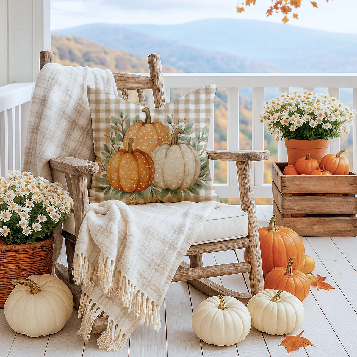 Fall Pillow Cover, Double-Sided Pumpkin Print in Faux Suede, Four Sizes