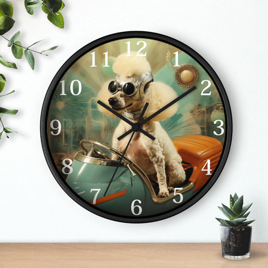 Vintage Poodle Wall Clock: Retro Bicycle Design, Eclectic Decor
