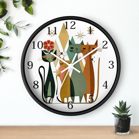 Retro Wooden Cat Wall Clock: Silent Timepiece for Whimsical Home Decor