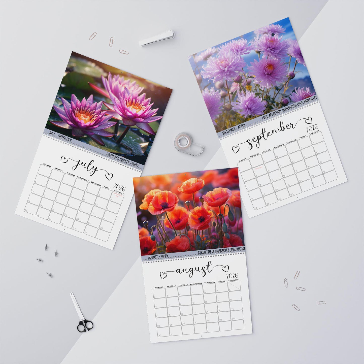 Botanical Wall Calendar: Monthly Floral Planner for Home & Office Decor, Seasonal Flower Art