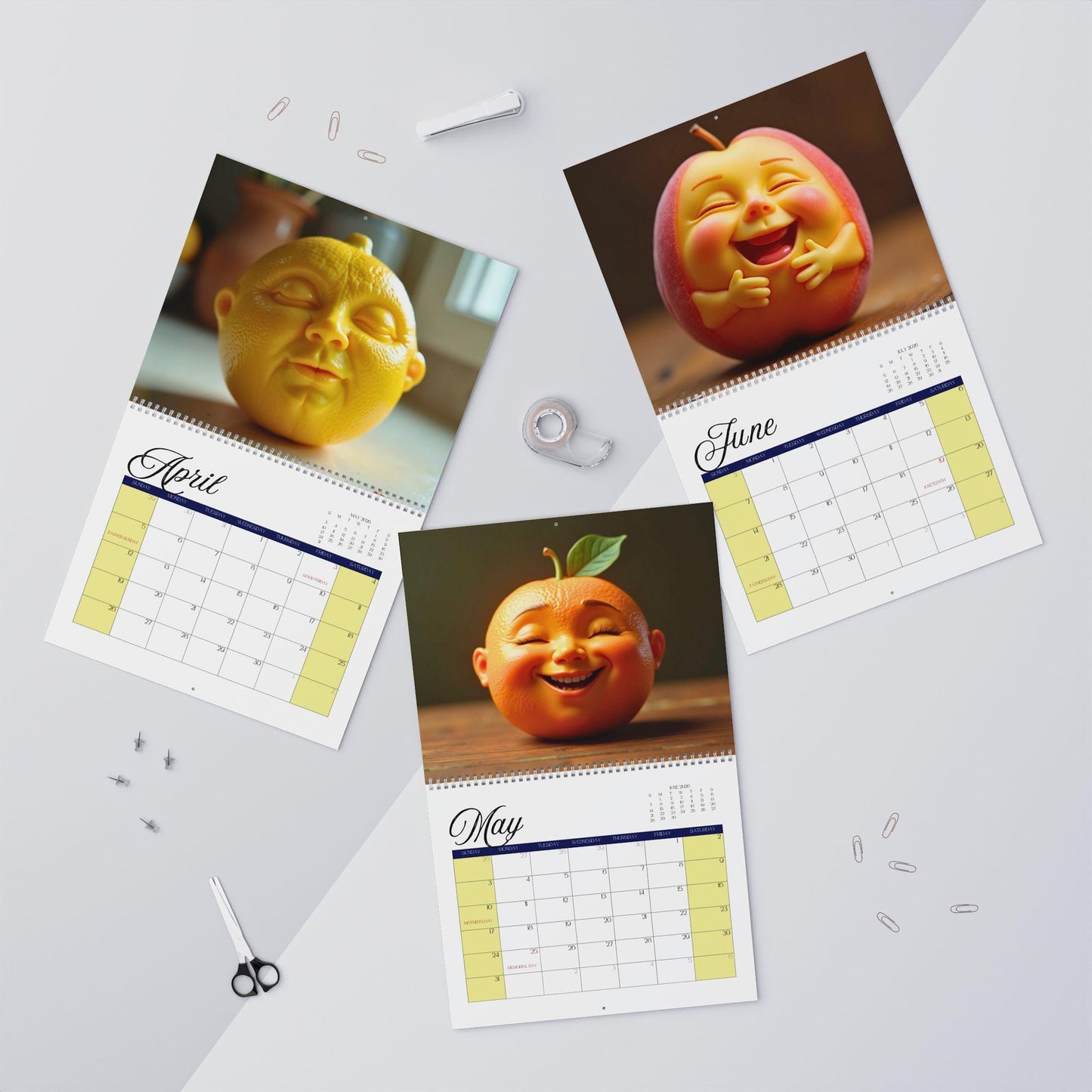 Playful Fruit Wall Calendar: Vibrant Home Office Decor