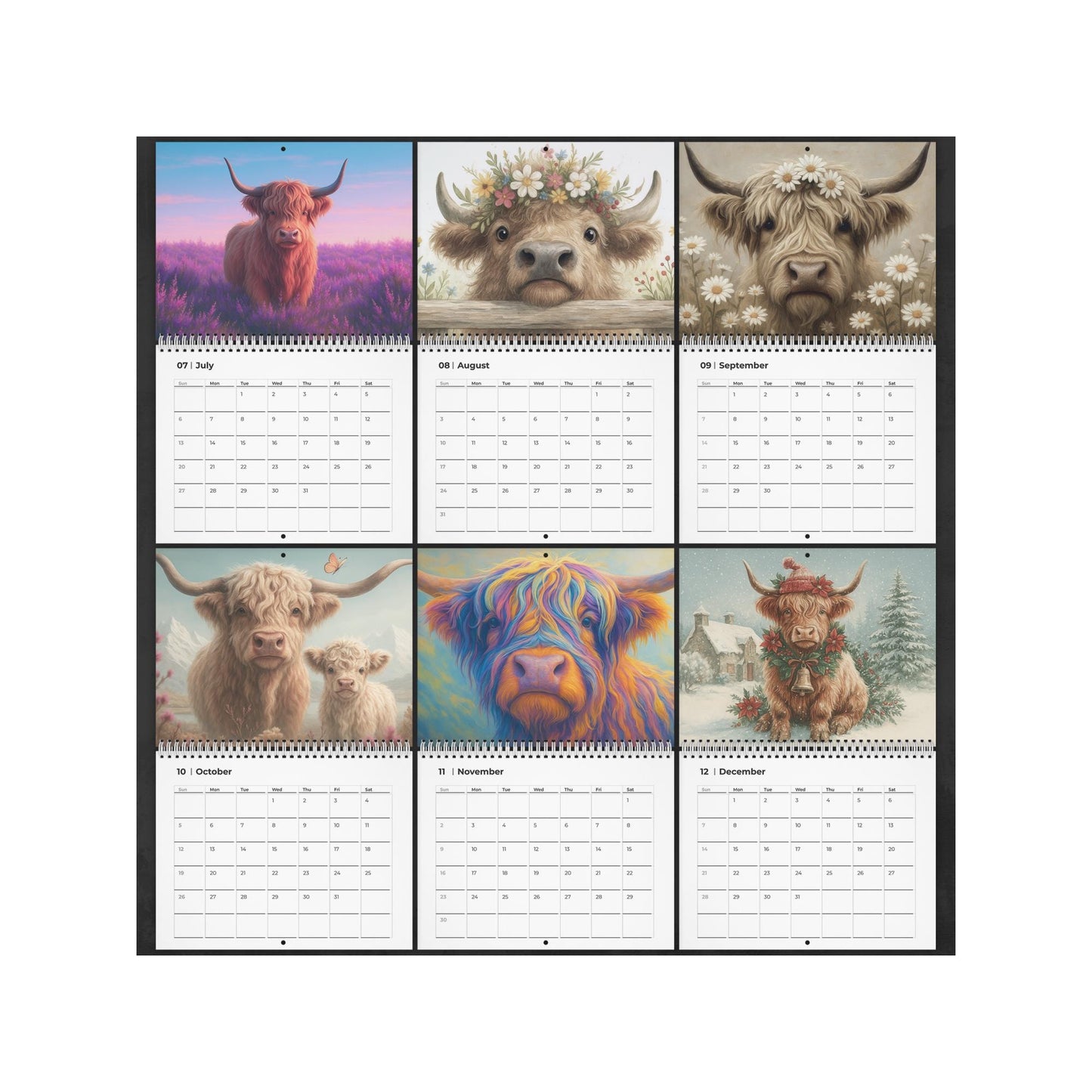 2026 Highland Cow Wall Calendar: Monthly Planner for Scottish Farm Animal a4 Lovers