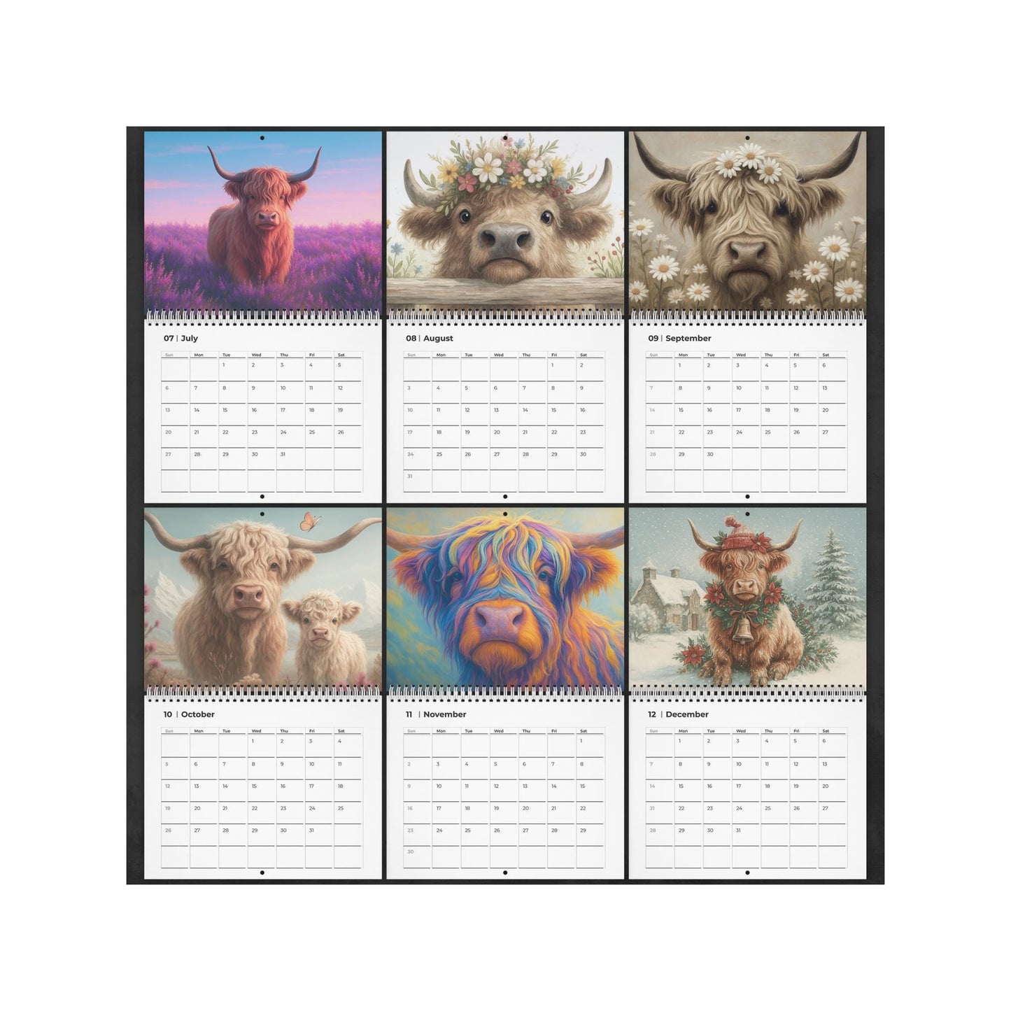 2026 Highland Cow Wall Calendar: Monthly Planner for Scottish Farm Animal a4 Lovers