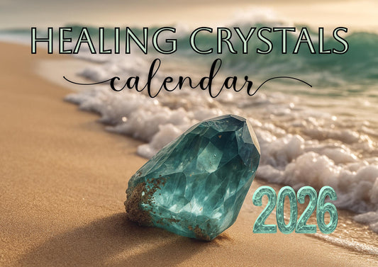 Healing Crystals Wall Calendar 2026 | Boho home office organizer, gift for crystal lovers