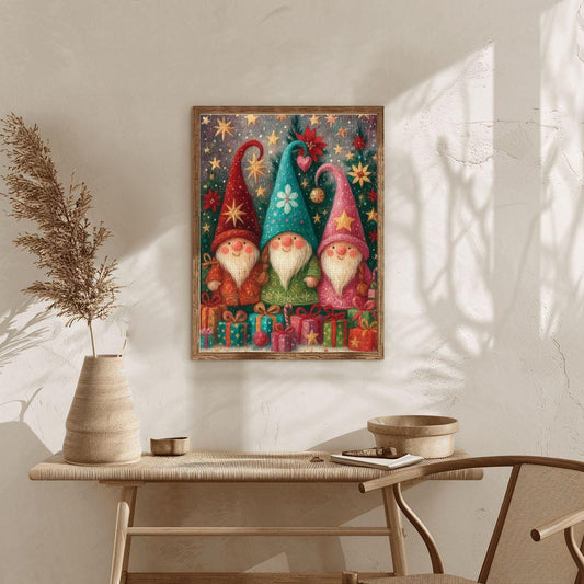 DIY Christmas Gnome Diamond Painting Kit - Frameless Holiday Craft Project for Adults