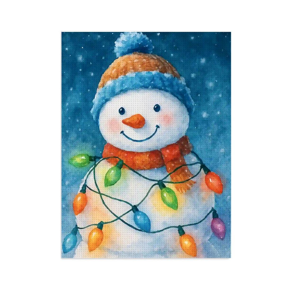 Festive Winter Snowman DIY Diamond Painting Kit - Frameless Crystal Art for Home Decor