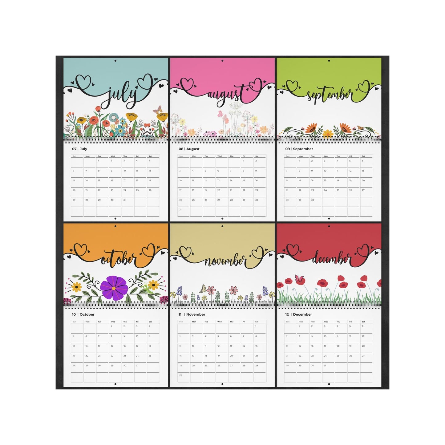 2026 Floral Wall Calendar: 12-Month Botanical Planner with Colorful Blooms
